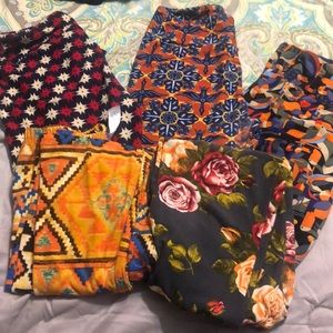 3 pairs of Lularoe leggings and 2 pairs of New Mix
